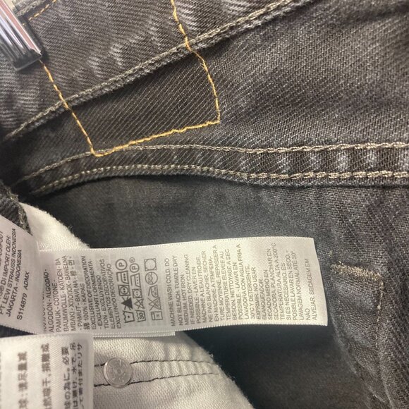 Levis 505 Straight Fit Jeans Mens 31x30 Black Dark Wash Denim Classic - Picture 14 of 16